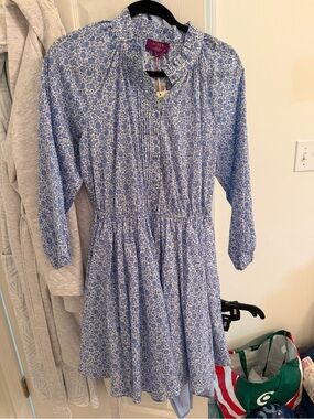 J.Crew Light Blue Floral Pintuck Dress